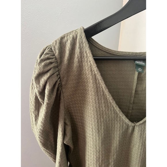 Wild Fable Olive Green Long Sleeve Puff Shoulders Bodysuit Size XXL NWOT - Picture 4 of 6